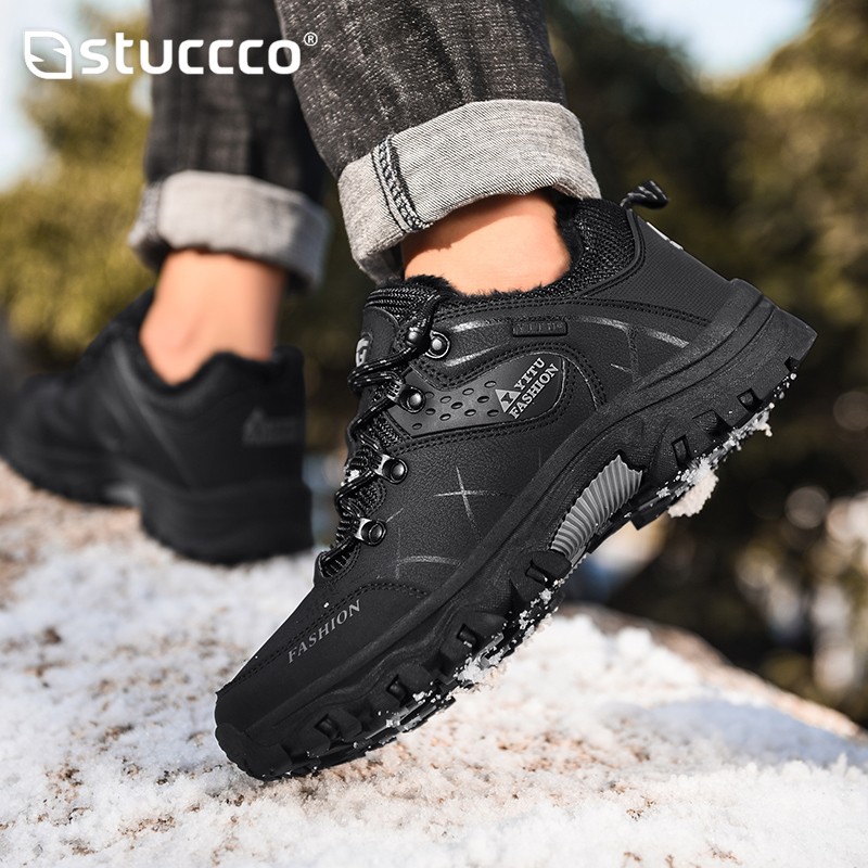 Men Winter Snow Boots Waterproof Leather Sneakers Super Warm Men Platform Boots Outdoor Male Hiking Boots Work Shoes Plus Size