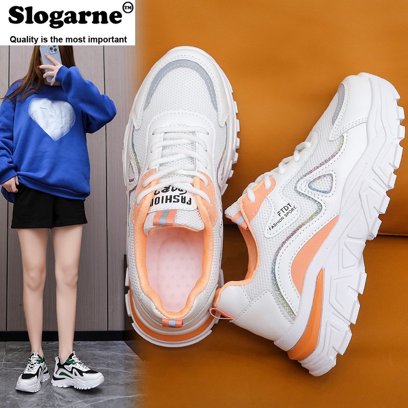 Women's Spring Autumn Thick Sole Sneakers Woman PU Mesh Casual Sneakers Breathable Running New Women's Shoes Vulcanize