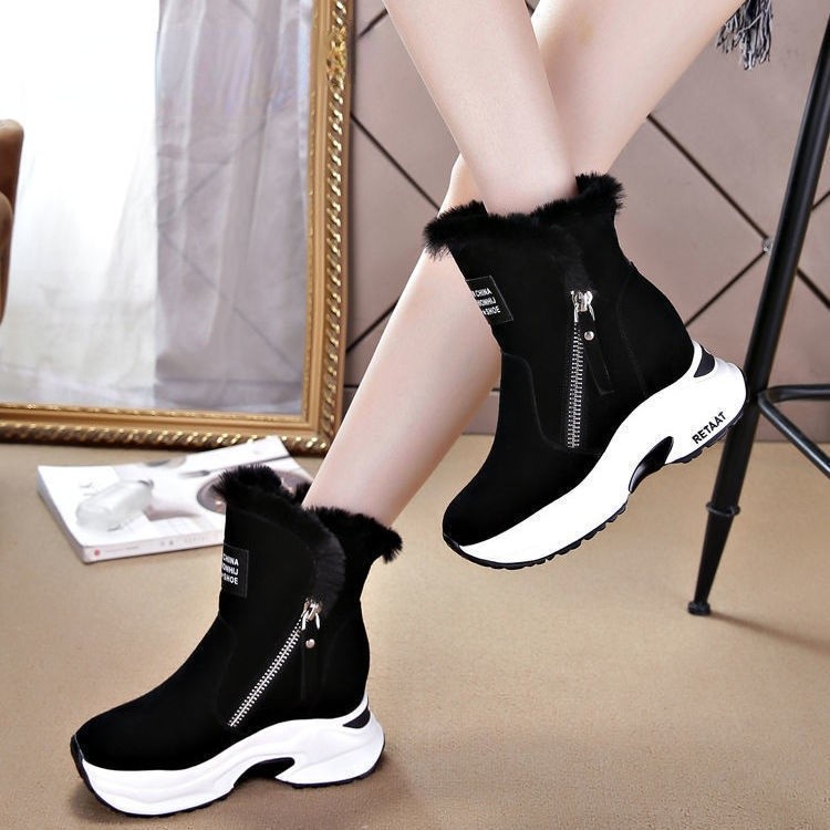 snow boots women 2021 winter high boots plush warm boots plus size easy wear girl shoes white zip female boots hot