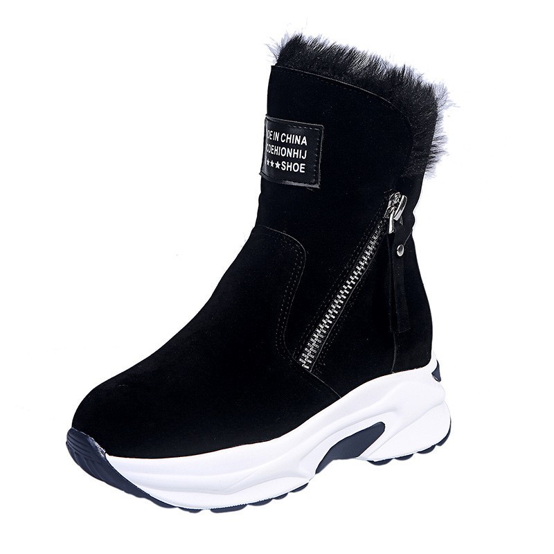 New Winter Warm Ankle Boots For Women Boots 5cm Height Increasing Platform Furry Boots Warm Chunky Sole Snow Boots Socks Woman