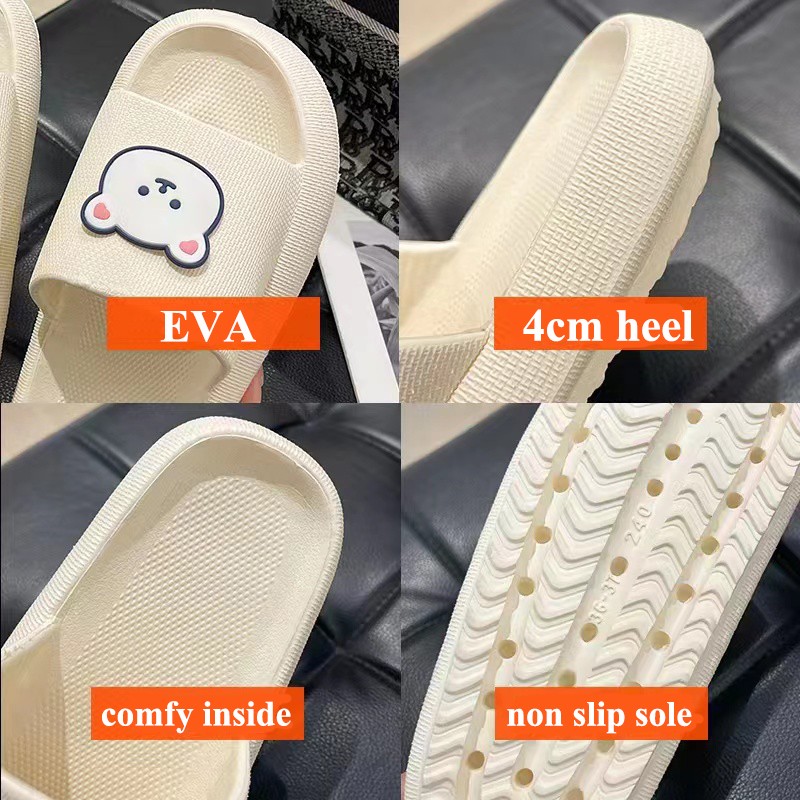 Lucifer Cute Cartoon Bear Platform Slippers Women 2022 Summer EVA Soft Sole Home Flip Flops Woman Non-slip Beach Sandals Female