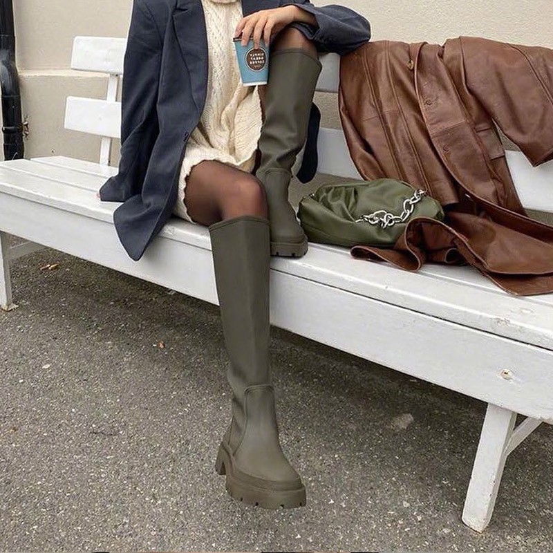 Women Long Boots Autumn Winter Knee High Boots Fashion Boots Female Boots Thigh High Boots Leather Knee High Motorcycle Boots