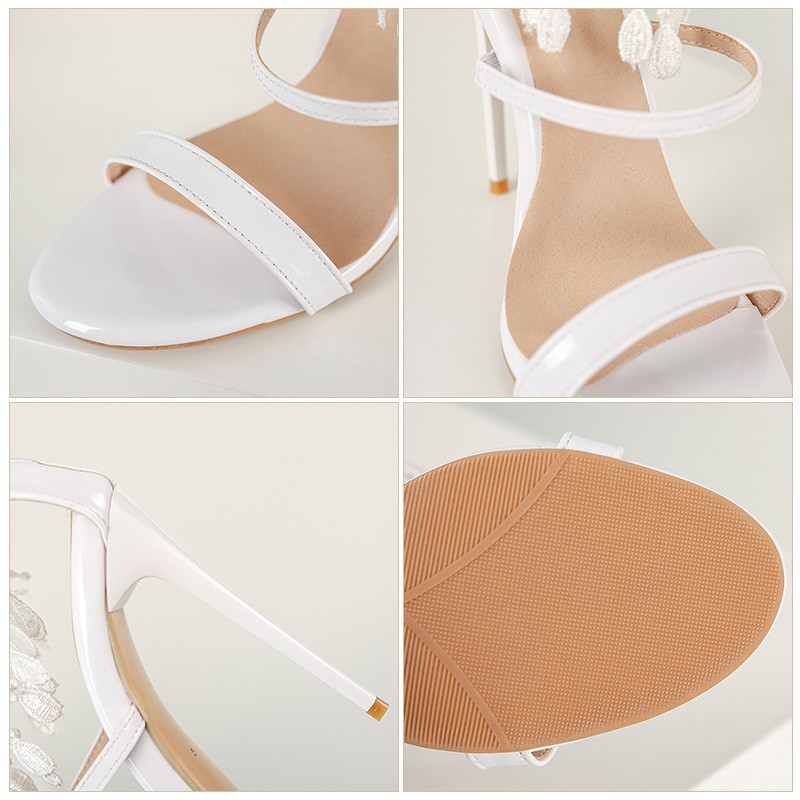 Plus Size 46 47 Women Sandals Summer 2022 Fashion Sexy Open Toe Ultra High Heel PU Leather Shoes Party Shoes