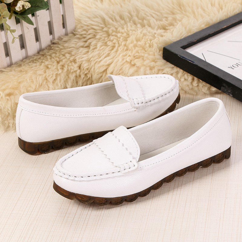 Women Genuine Leather Flats Spring Summer Breathable Comfortable Casual Shoes Femme Loafers Ladies Flat Shoes Nurse