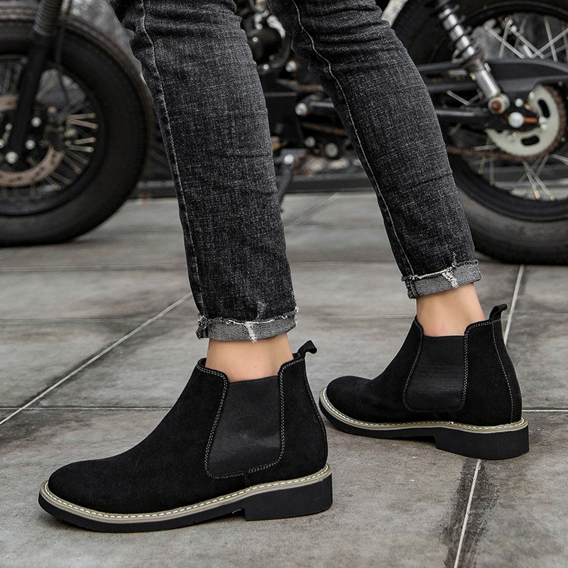 Men Shoes Comfortable Elevator Shoes Height Boots Man Increasing Insole 6cm Slip On Suede Ankle Boots Chelsea Boots