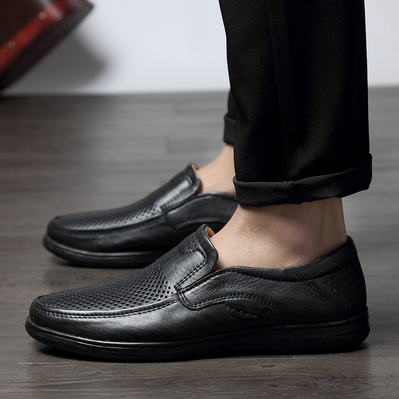 Genuine leather men loafers dress shoes slip on male casual shoes man wedding party driving moccasins shoes plus size