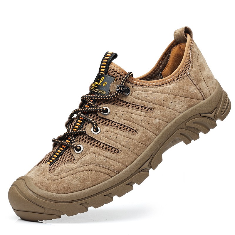 Breathable Men Casual Hiking Shoes Suede + Mesh Outdoor Men Sneakers Lace Up Climbing Shoes Quick Dry Water Shoes Men Shoes