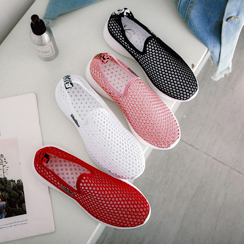 Hollow mesh white shoes women sneakers light breathable casual perspective new shoes slip-on loafers running shoes women sneakers