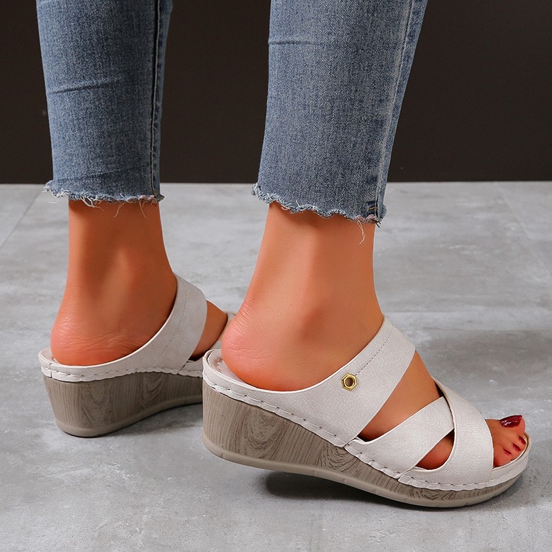 Rimocy Platform Wedges Slippers Women 2022 Summer Open Toe Beach Sandals Woman Plus Size 42 Non-slip Thick Bottom Slides Mujer