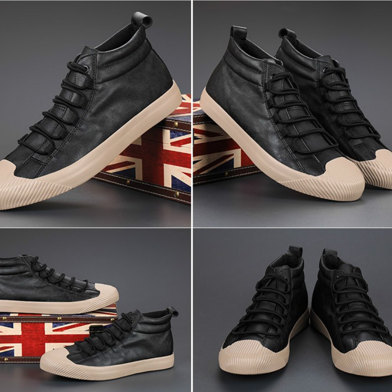 Men's vulcanized PU leather shoes, new Korean version, simple and fashionable, with lace, high quality, casual, 2020