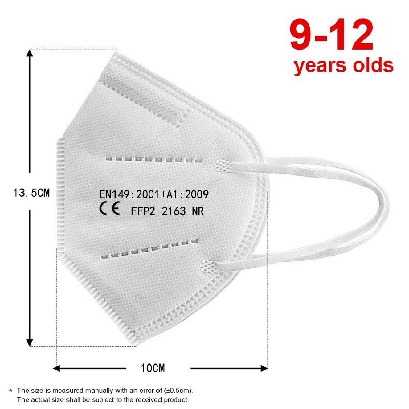 ffp2 kids mask anti-dust breathable 5 layers multicolor european specification reusable girls 9-12 years kn95 face mask