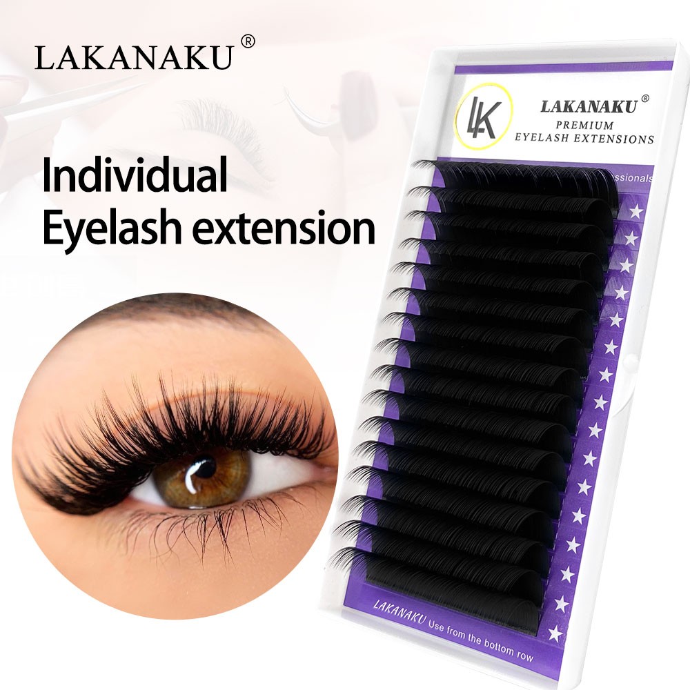 LAKANAKU Mink False Eyelashes Extension 10pcs/lot False Matte Individual Volume Eyelash Extensions Black Matte Eyelash