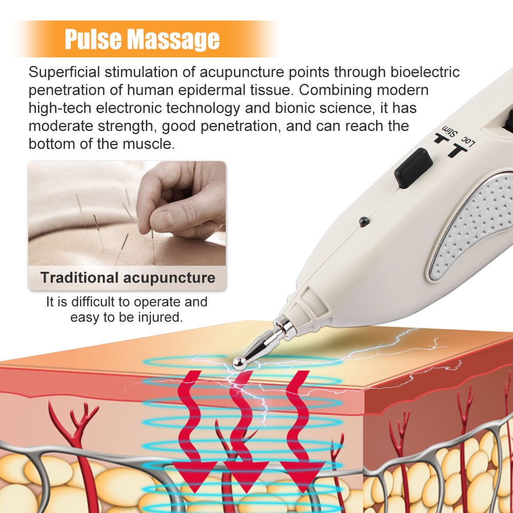 Smart Electronic Meridian Acupuncture Pen Electric Body Massager Pulse Pointer Physiotherapy Relax Massage Tool USB