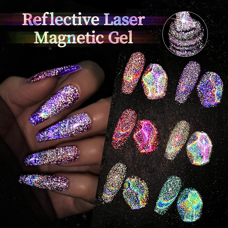 UR SUGAR Reflective Cat Magnetic Laser Gel Nail Polish Rainbow Gel Shine Semi Permanent Soak Off UV LED Varnish Nail Art