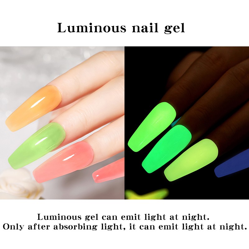 ur sugar 7.5ml luminous gel nail polish glow in the dark color semi permanent soak off uv varnish gel fluorescent nails art