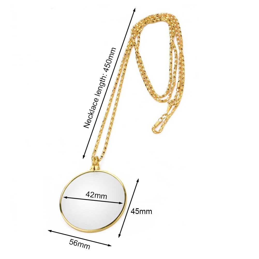 Decorative Monochrome Necklace With 5x Magnifier Glass Pendant Gold Silver Plated Chain Necklace For Women Jewelry Gift