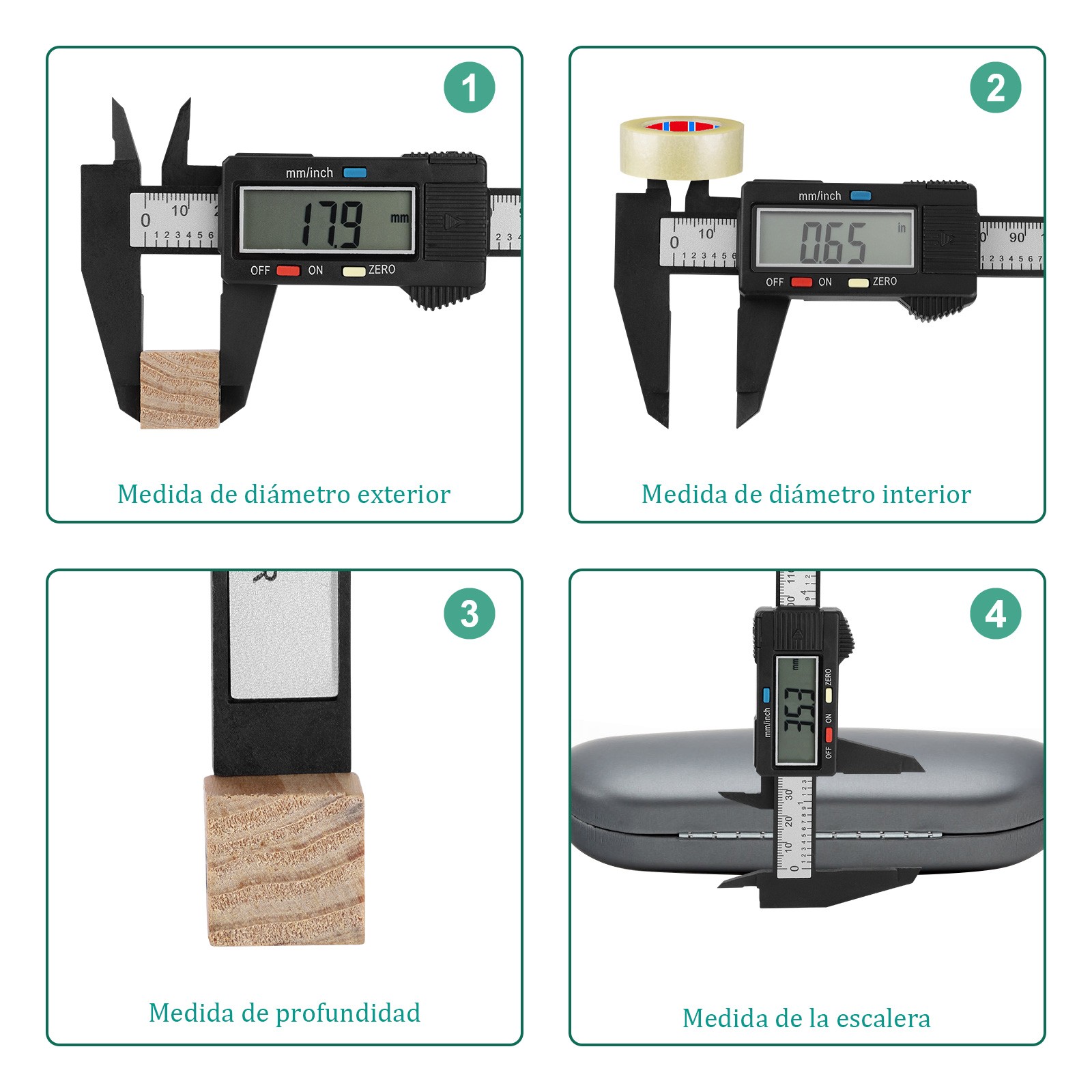 Electronic digital caliper digital caliper plastic fiber body with 0-6 inch/mm large LCD display vernier caliper