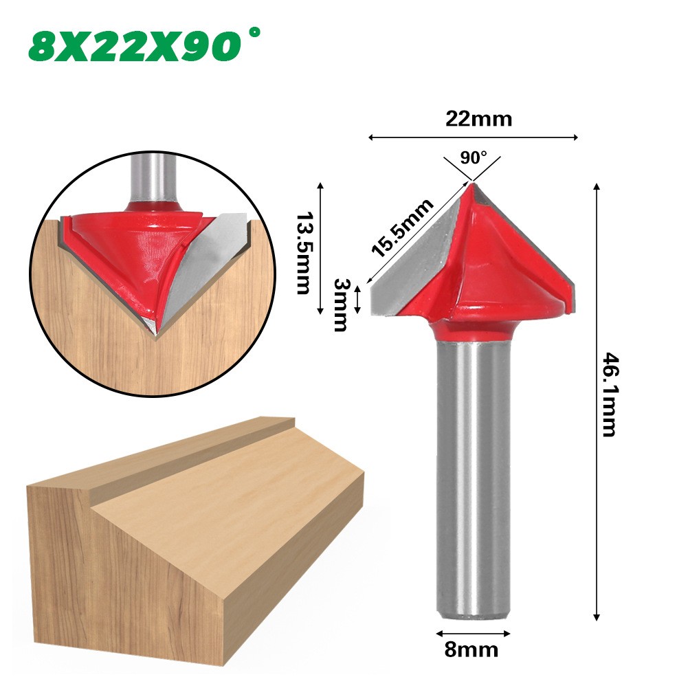 8mm Shank V Shape Groove Router Bit CNC Solid Carbide End Mill 60 90 120 150 Degree Woodworking Milling Cutter Carving Bits