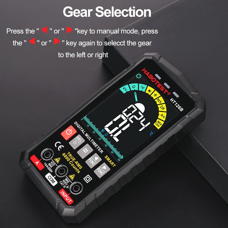 Professional Digital Multimeter Auto Range Smart Voltage Meter DC AC TRMS Ohm Hz Temperature Capacitor Tester HABOTEST HT126B