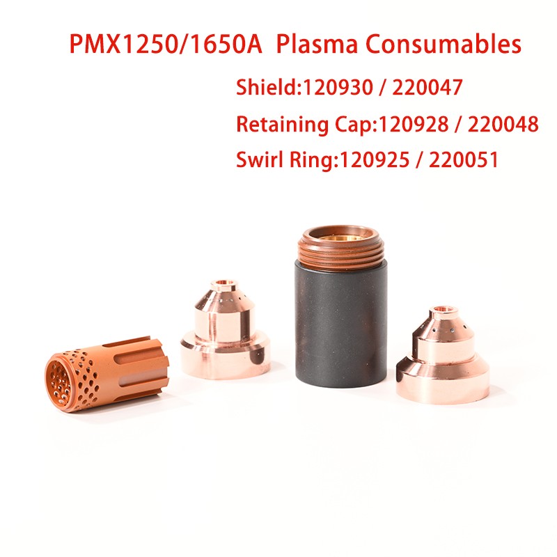 PMX1250 1650A Plasma Cutting Consumables Shield 120930 220047 Retaining Cap 120928 220048 220206 Spiral Ring 120925 220051