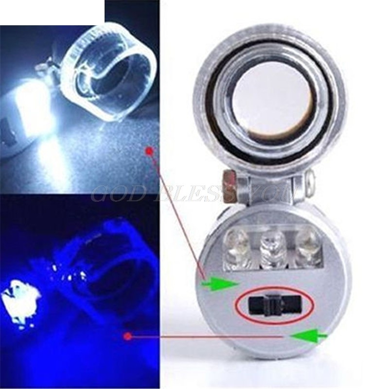 Mini UV Pocket Microscope Glass Jewelry Magnifying Glass 60x LED Drop Shipping