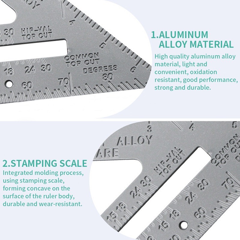 7 Inch Triangular Ruler 90 Degree Square Ruler Carpenter Measuring Tool Angle Protractor