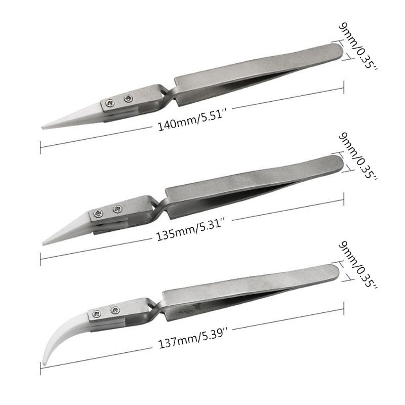 Stainless Steel Ceramic Tweezers, Magnetic Acid Resistant Tweezers, Precision Clamp, Contrasting Conical Elbow, Direct Connection