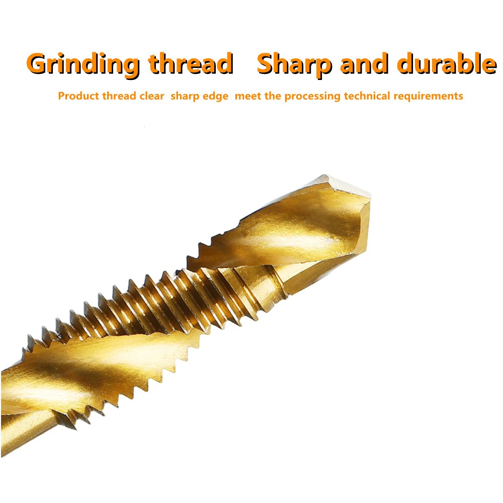 1-6pcs M3 M4 M5 M6 M8 M10 Tap Drill Bits 1/4 Hex Shank Machine Hand Taps Titanium Coated HSS Drill Tap Bits Threaded Screw Tools