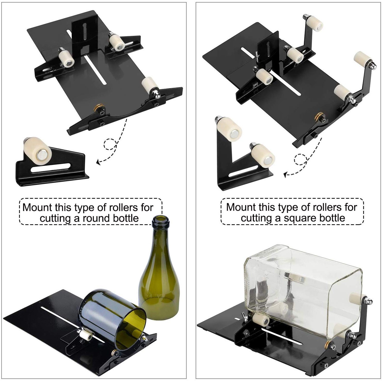 Glass Bottle Cutter Square Bottle/Round Wine Beer Bottle Carvings Cutter DIY Glass Cutting Machine Metal Pillow Bottle Holder