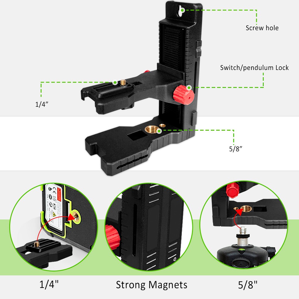 Clopiona Strong Magnet Adjustable Laser Level Bracket L-Bracket Wall Mount Leveling Support Hanger For Universal Use