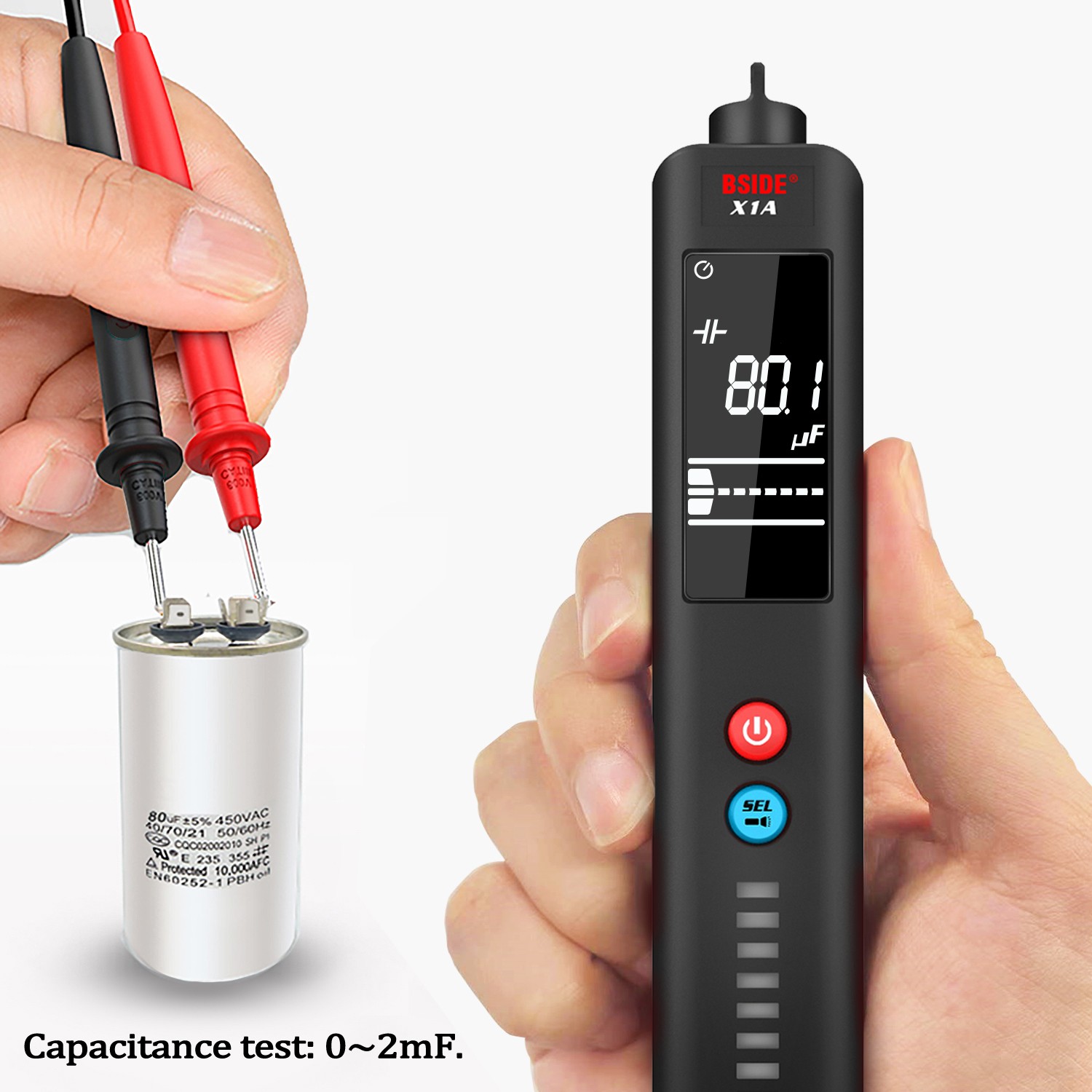 BSIDE Digital Multimeter Pen Multimeter Intelligent DC Voltmeter AC Voltage Meter Auto Voltage Impedance Capacitance Continuity Tester NCV Hz