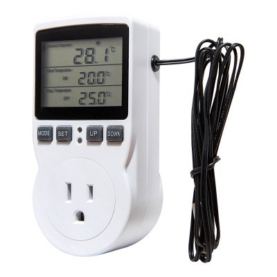 Digital temperature controller, EU socket, thermostat with timer, sensor, thermocouple probe