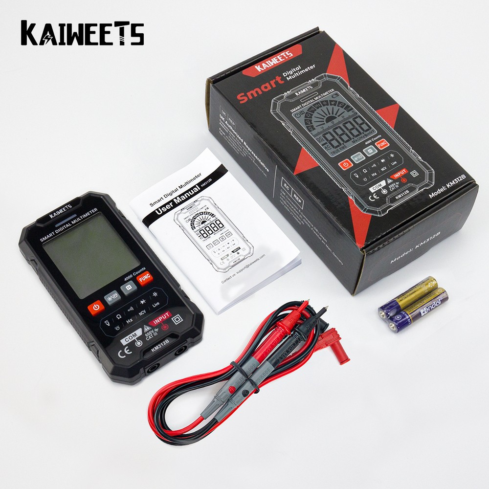 KAIWEETS KM312B Digital Multimeter 600V Capacitance Meter Ohm Hz Multimeter Tester RMS DC DC DMM