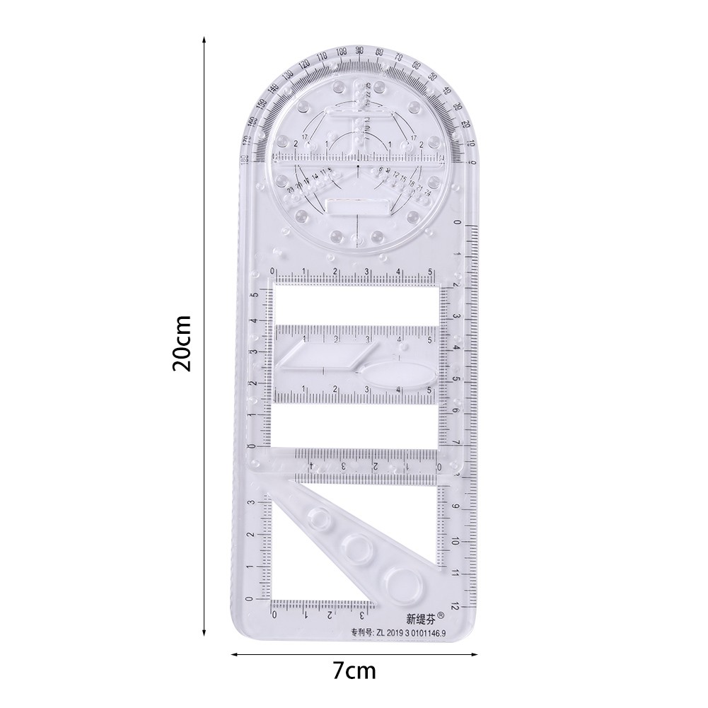 Multifunctional Geometric Ruler Geometric Drawing Template Rotate Measuring Tool for School Office линееека Templates