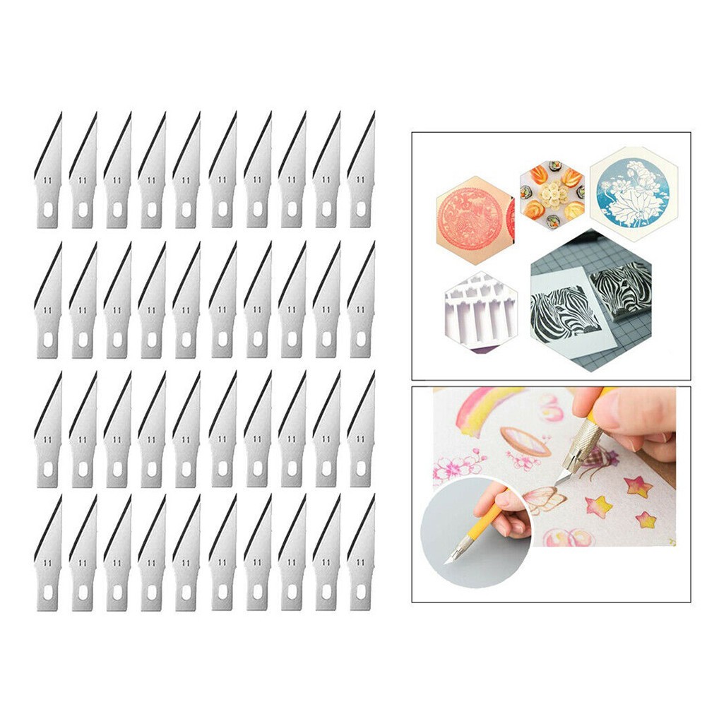 100pcs #11 Stainless Steel Blades Engraving Knife Blades Metal Blade Wood Carving Knife Blade Replacement Surgical Scalpel Craft