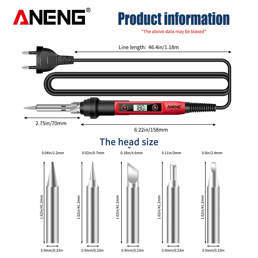 ANENG SL102 Electric Soldering Iron US/EU Plug Adjustable Temperature 220V Digital Display Portable Electric Soldering Tool