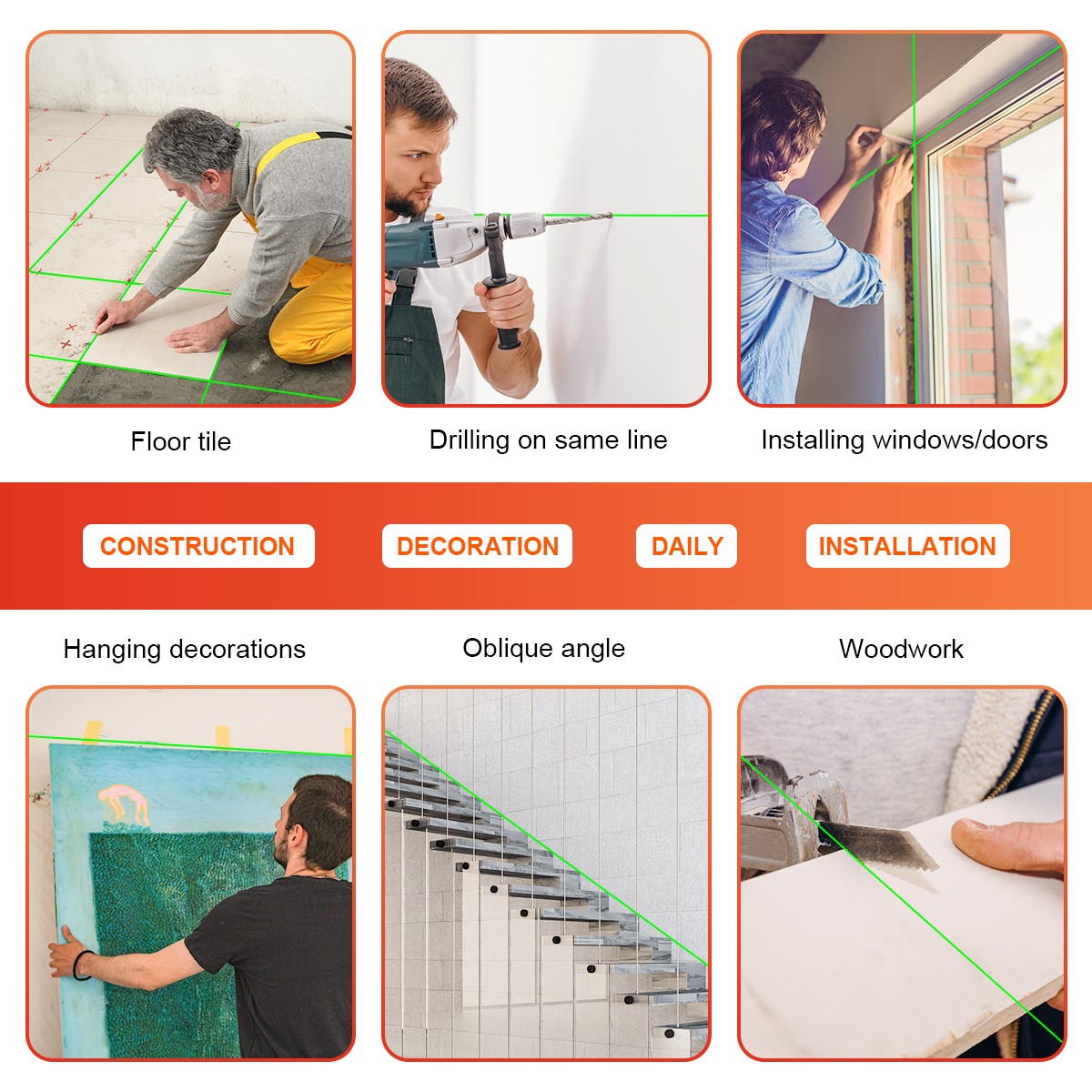 GOXAWEE 360 Laser Level 16/12 Lines 3D/4D Self Leveling Laser Bevel Cross Green Horizontal Vertical Beam for Construction Tools