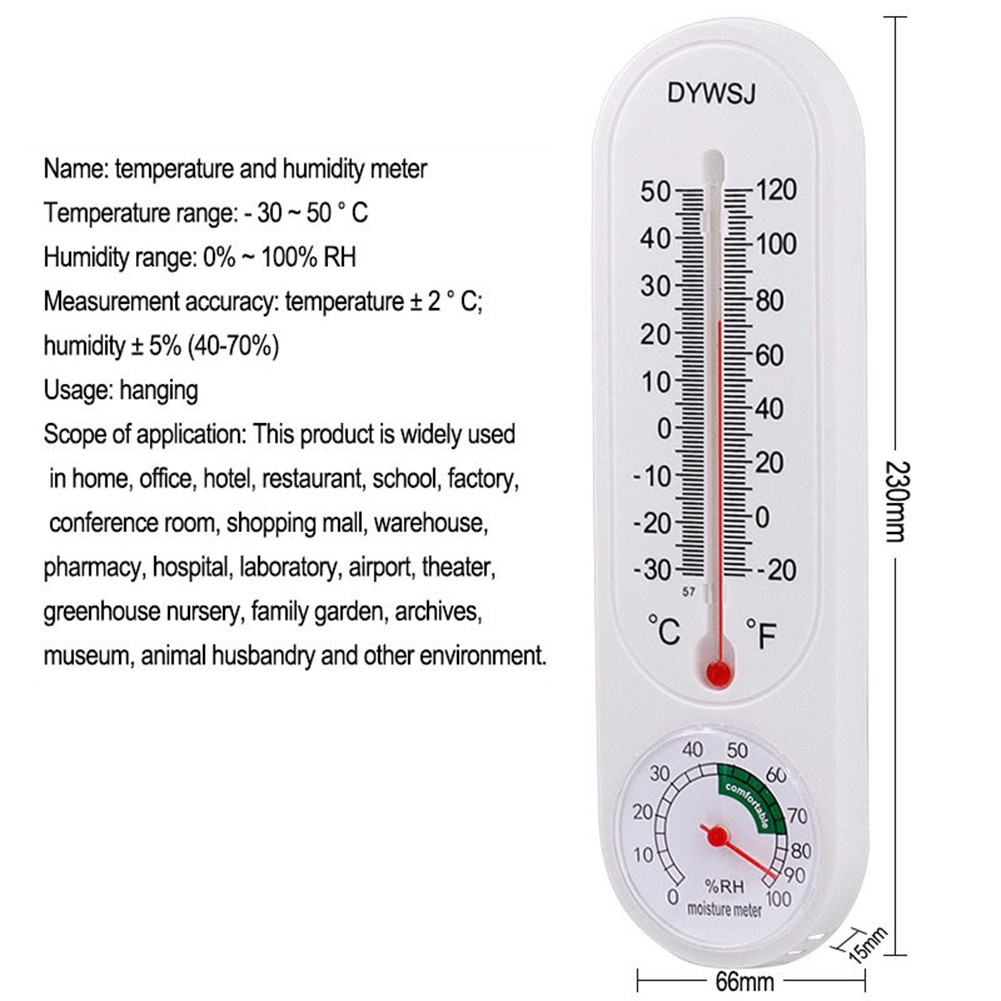 23cm Long Wall Thermometer Hanging Indoor Temperature Recorder Measuring Tool Outdoor Garden Home Garage Office Room