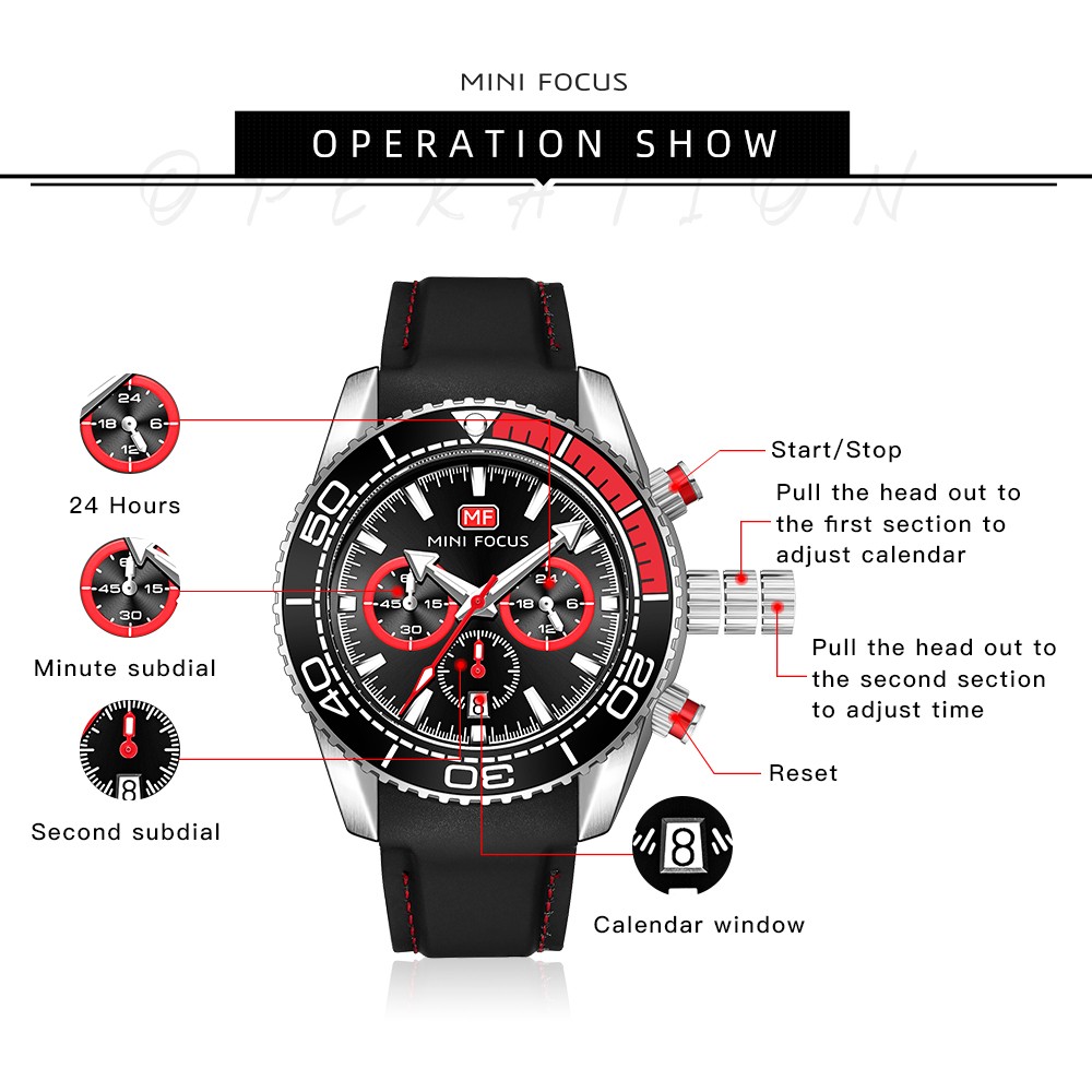 Fashion Mens Watches Top Brand Luxury Quartz Multifunction Waterproof Sports Wristwatches Black Silicone Strap Relogio Masculino