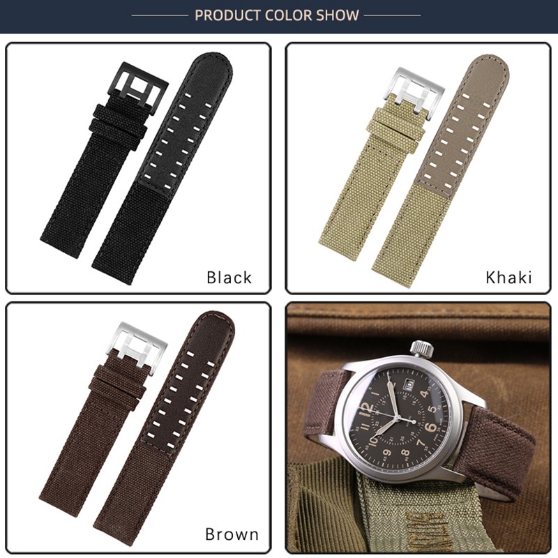 For hamilton khaki field watch h760250/h77616533/h70605963 H68201993 watch strap genuine leather nylon men watch band 20mm 22mm