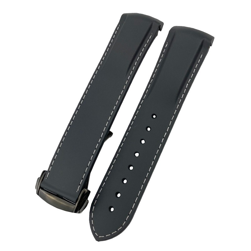 20mm 19/21mm 22mm Curved End Silicone Rubber Watch Band Suitable for Huawei GT 2 Samsung Galaxy Watch 3 4 Omega Seamaster Strap