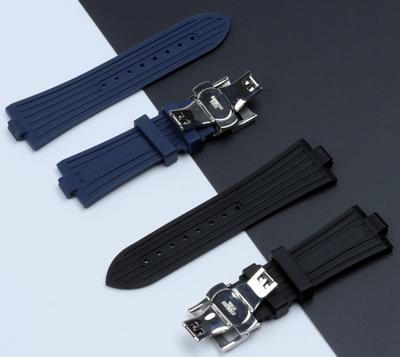 Quality 25mm-9mm Black Blue Soft Rubber Silicone Watches Band for Vacheron Constantin Strap VC Watchband Wristband Folding Buckle