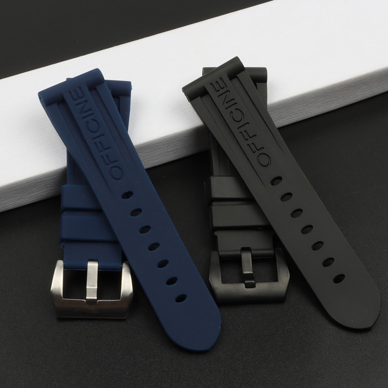 26mm Black Blue Orange Green Silicone Rubber Watchband Replacement for Panerai Strap Pin Buckle Waterproof Watch Accessories