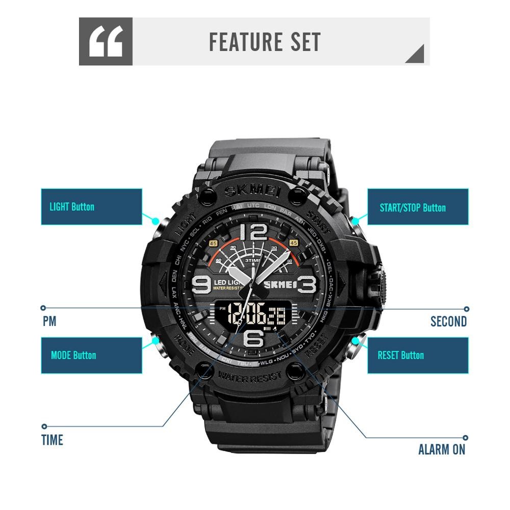 SKMEI 1617 Military Camouflage Sport Watches Stopwatch Alarm 3 Time 5Bar Waterproof Male Clock Men Watch relojes hombre 2020