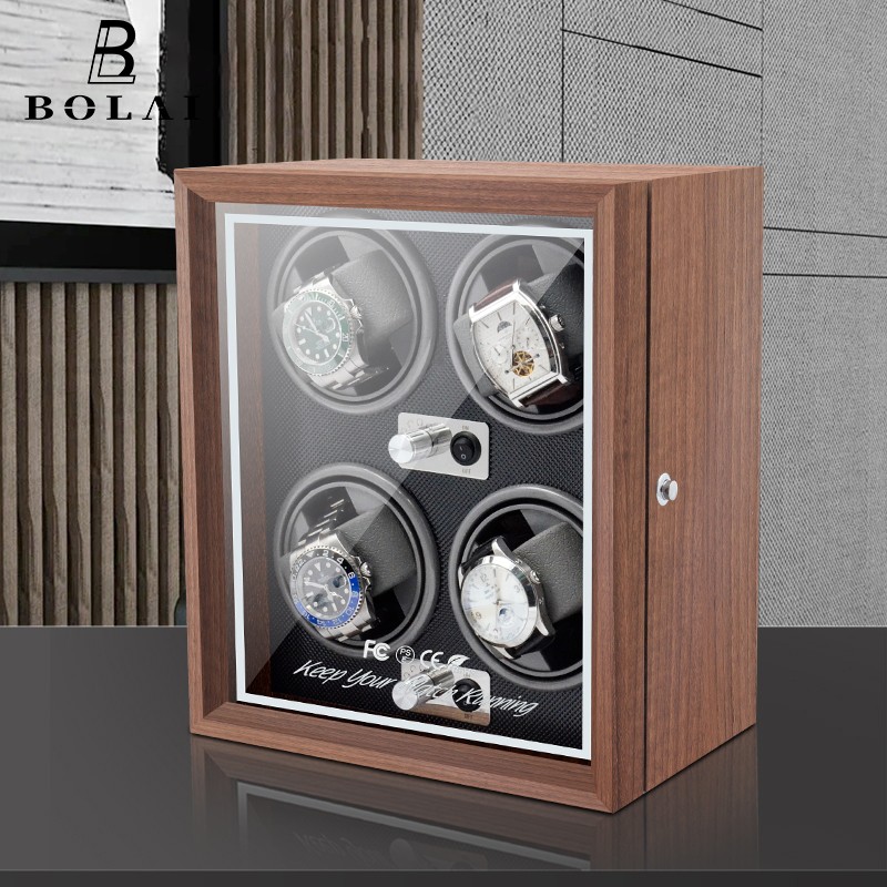 BOLAI luxury brand watch winder wood high-end 2 4 slot automatic watches box with Mabuchi motor watch cabinet watch storage box