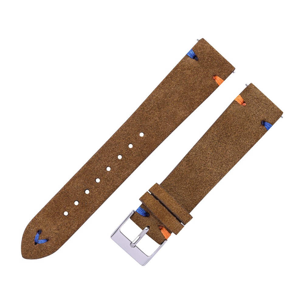 Suede Watch Straps, 18mm, 20mm, Hand-stitched, Beige, Green, Blue, Suede, for Men and Women, Quick Release