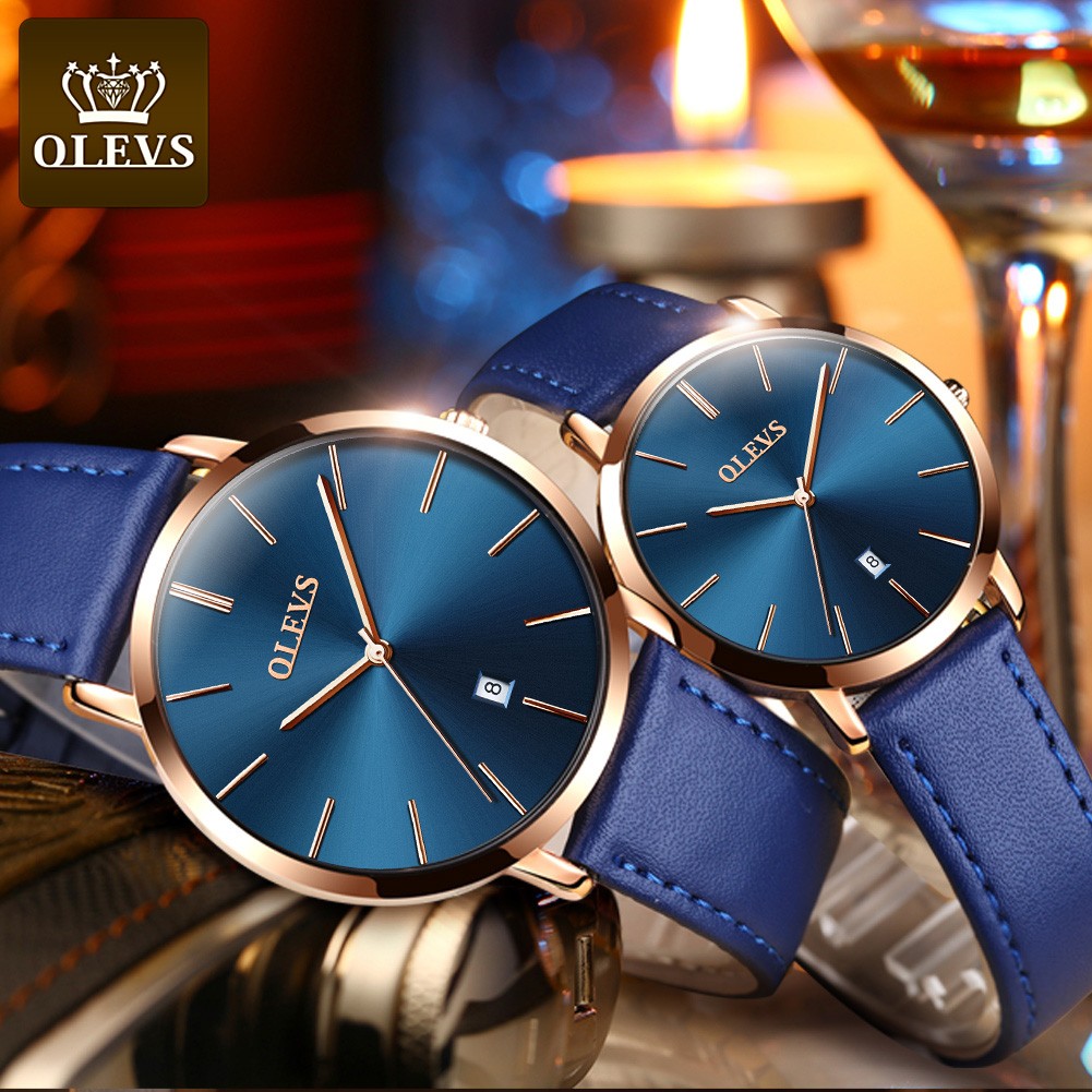 OLEVS Ultra-thin Men Watches Top Brand Fashion Casual Luxury Genuine Leather Japan Quartz Waterproof Wristwatch for Male