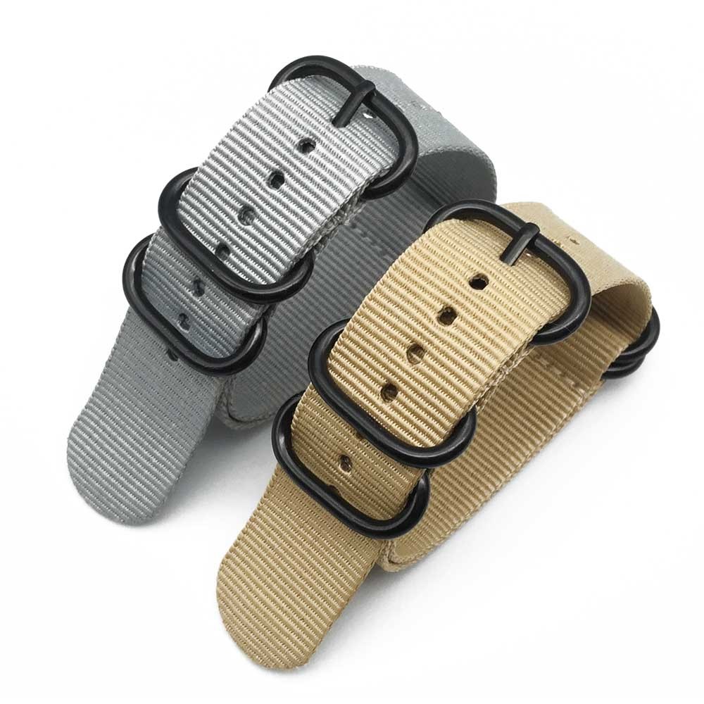 NATO Nylon Strap 20 22 24mm Bracelet Solid Military NATO Fabric Nylon Watch Strap Woven Zulu Straps Bands Belt Buckle Black