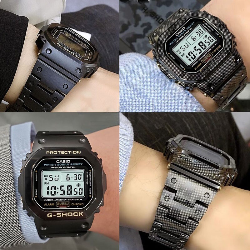 التيتانيوم حزام (استيك) ساعة حالة/مدي ل كاسيو G-SHOCK DW5600 GW-M5610 GW5000 ضوء الوزن التمويه حالة حزام وزارة الدفاع مع أدوات