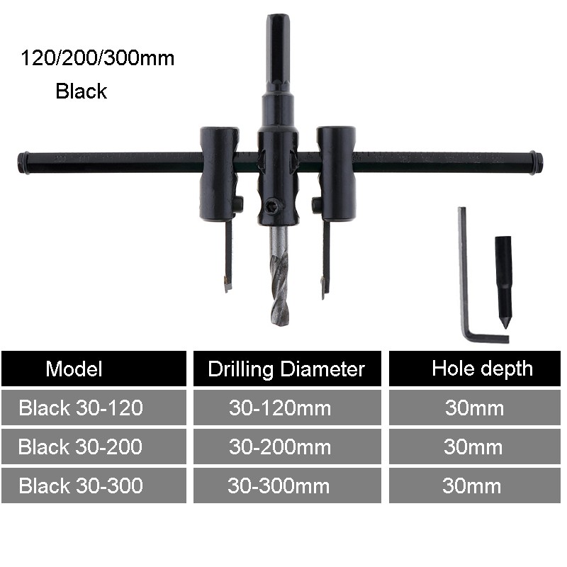 Adjustable Circle Hole Cutter Wood Drill Bit Saw Round Cutting Blade Aircraft Type Tool DIY Hole Opener 30mm-200mm 30mm-300mm